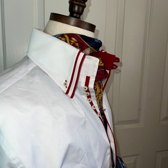 VITTORIO MARCHESI Luxurious Double High Collar Shirt w/Red Loops Size 41/16 NEW! - Picture 16 of 16